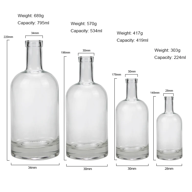 220ml 430ml 775ml 1400ml Screw Type Super Flint Glass Manufacturer Vodka Whisky Gin Spirits Liquor Bottle
