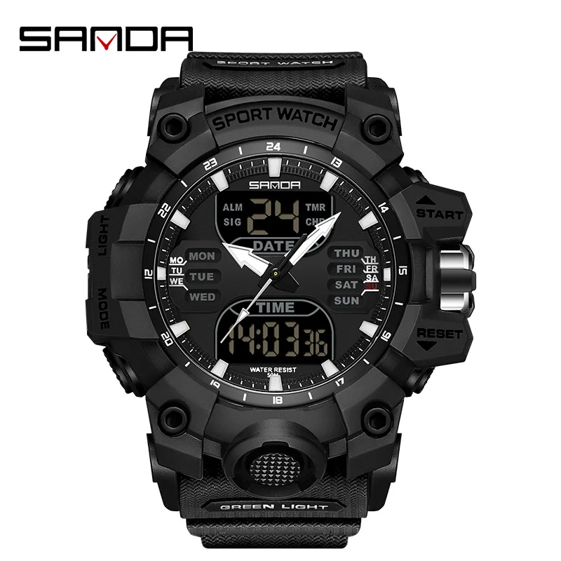Sport Watch Sanda Watch Made SANDA Men Black Digital Watch S329BKGD