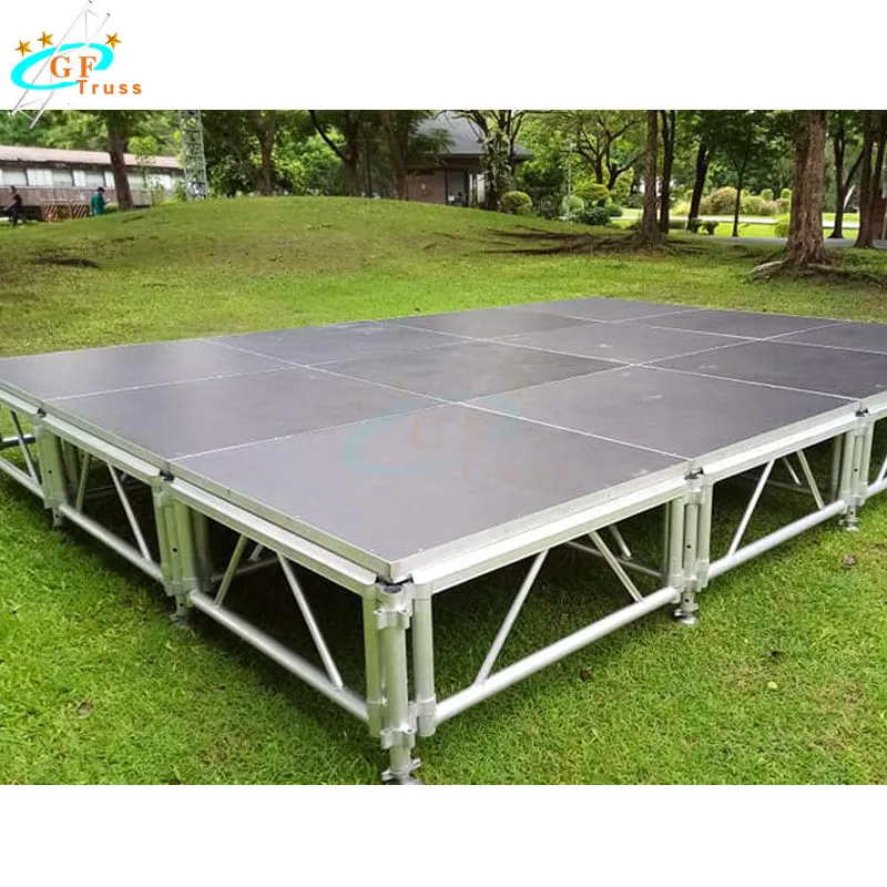 Portable Removable Adjustable Leg Concert Stage Podium With Stage Handrails