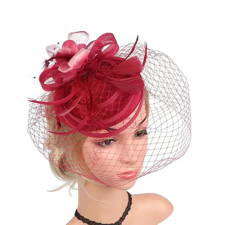 Fascia Per Capelli Con Fiore Artificiale Vintage - 2 Pezzi, Arancione E Rosso, Per Feste E Cocktail