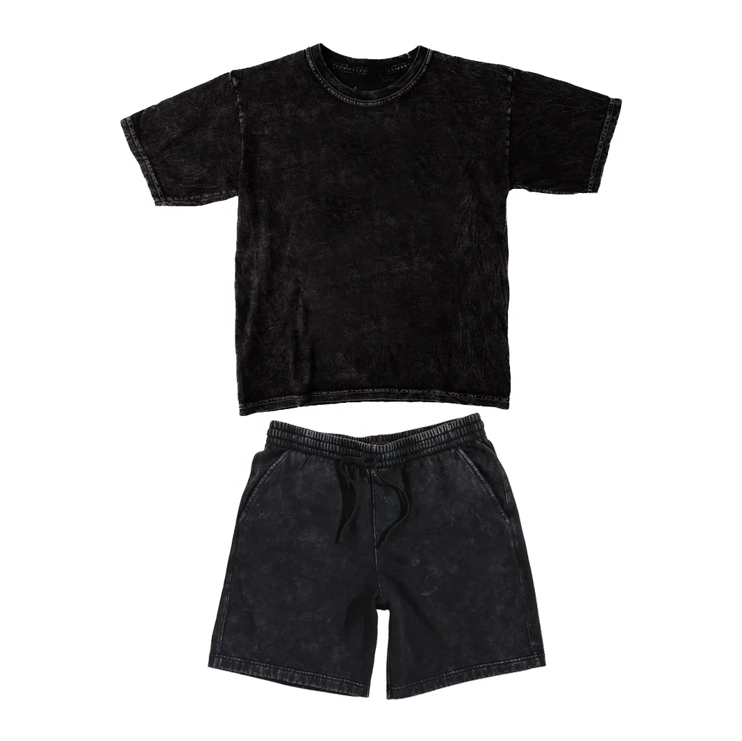 Summer Kids Outfits Oversized 2 Piece Vintage Acid Wash Shorts And T ...