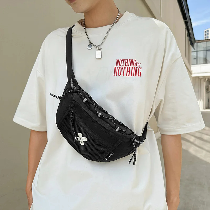 2026 New Four Seasons Versatile Couple Casual Trendy Brand Fashionable Niche Design Nylon Zipper Unisex Small Chest Bag