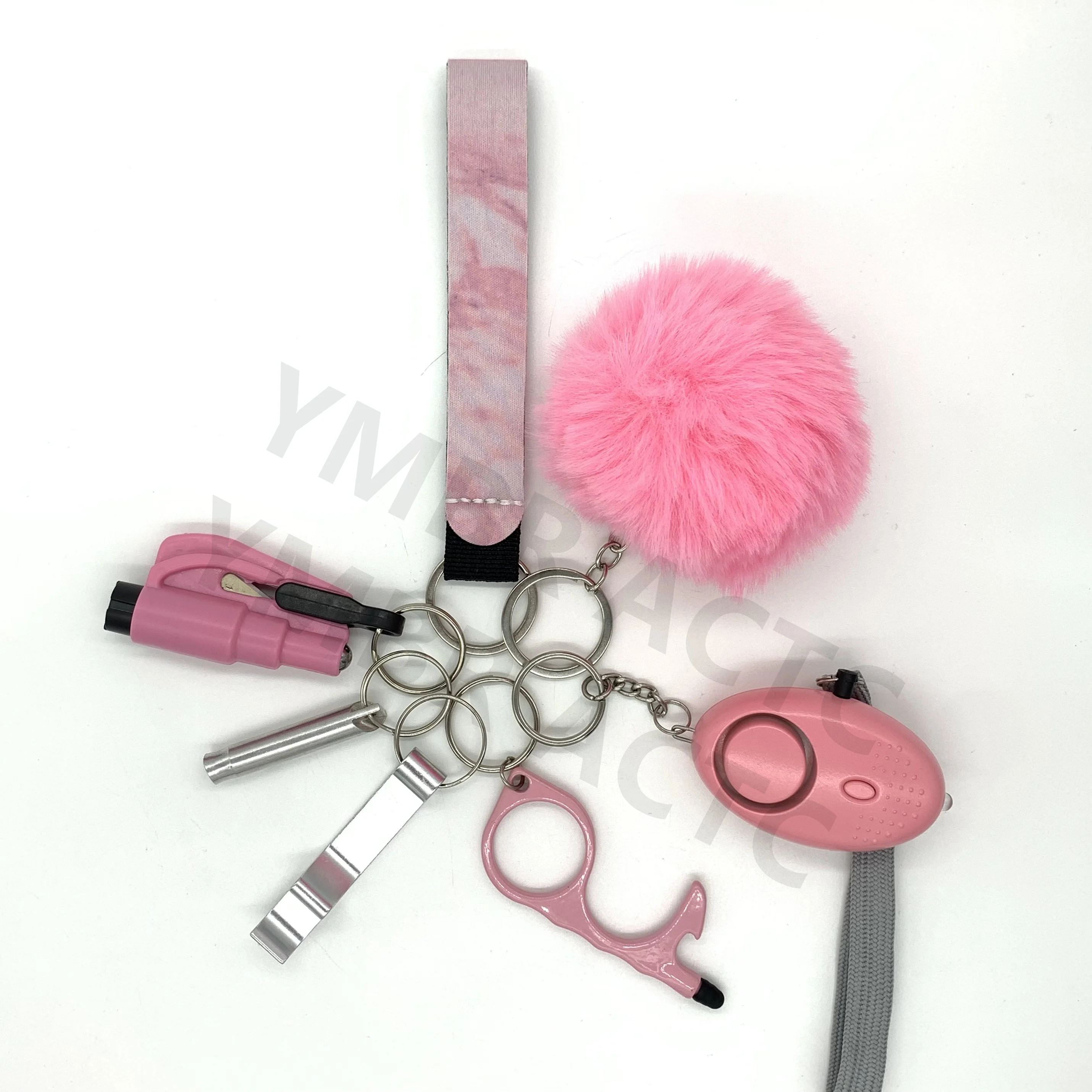 Custom Wholesale 7 Pieces Safety Personal Alarm Self Defense Keychain