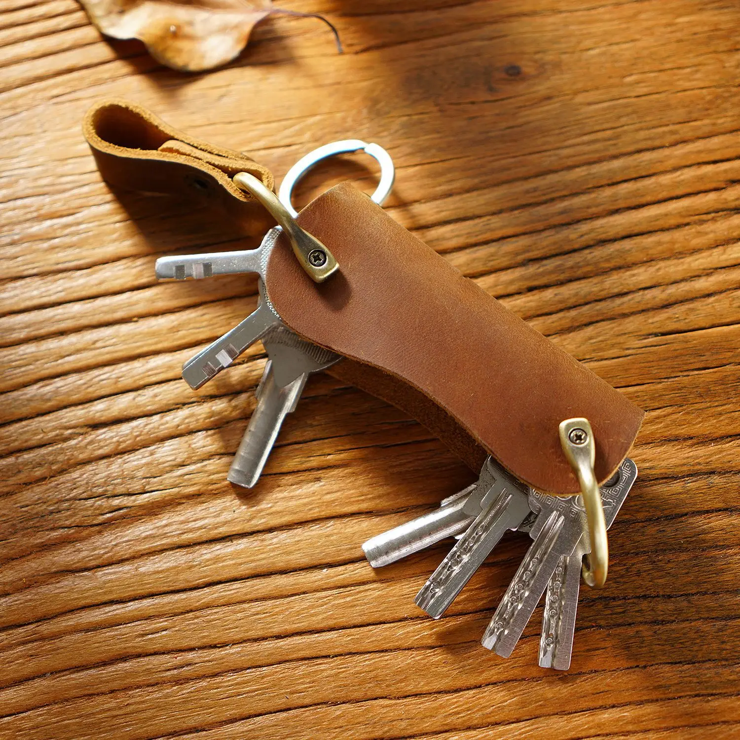 Echt lederen houder portemonnee sleutelhanger organizer Crazy Horse handgemaakt cadeau_voghion.com