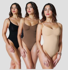 One-Piece T-back Slimming Firm Tummy Control Seamless Teddy Bodysuit Shapewear for Plus Size Daily Women Use