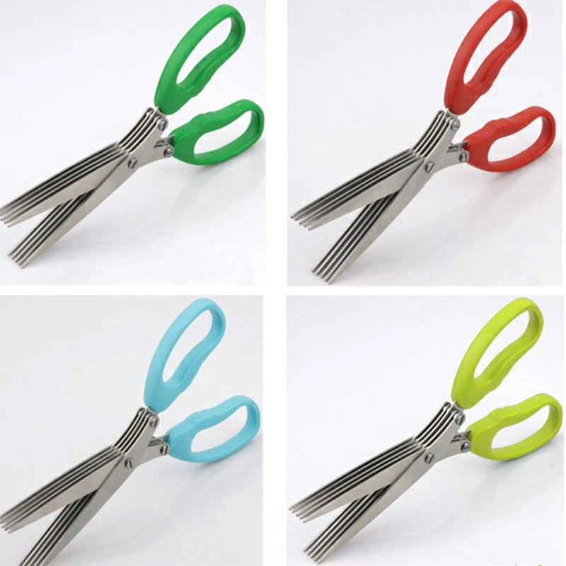 Multi-Functional Stainless Steel Kitchen Knife 5 Layers Scissors, Size: 8  Inch