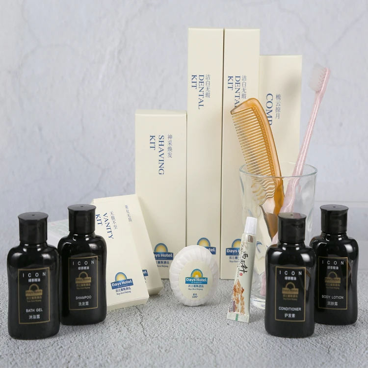 Free Sample Low MOQ Eco Friendly Custom Spa Hotel Guestroom Toiletries Amenities Set Supplies Pack