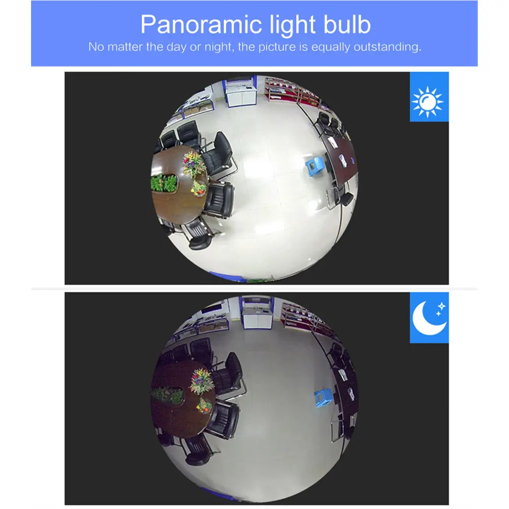 360 Degree Camera Bulb Wifi Panoramic Vr Smart Fisheye Camera 1080p Led