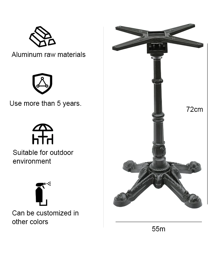 3 Leg Table Base Cast Iron French Bistro Black Metal Modern Center Table Furniture Leg Ornaments for Living Room and Dining Room
