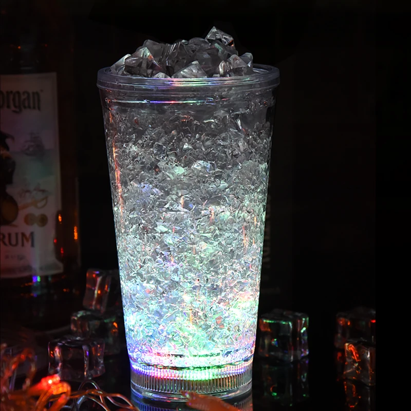 Colorful RGB Lights Changing Luminous Wine Glass bar Banquet Atmosphere Decoration Props Water Luminous Cup Drink Cup Glass