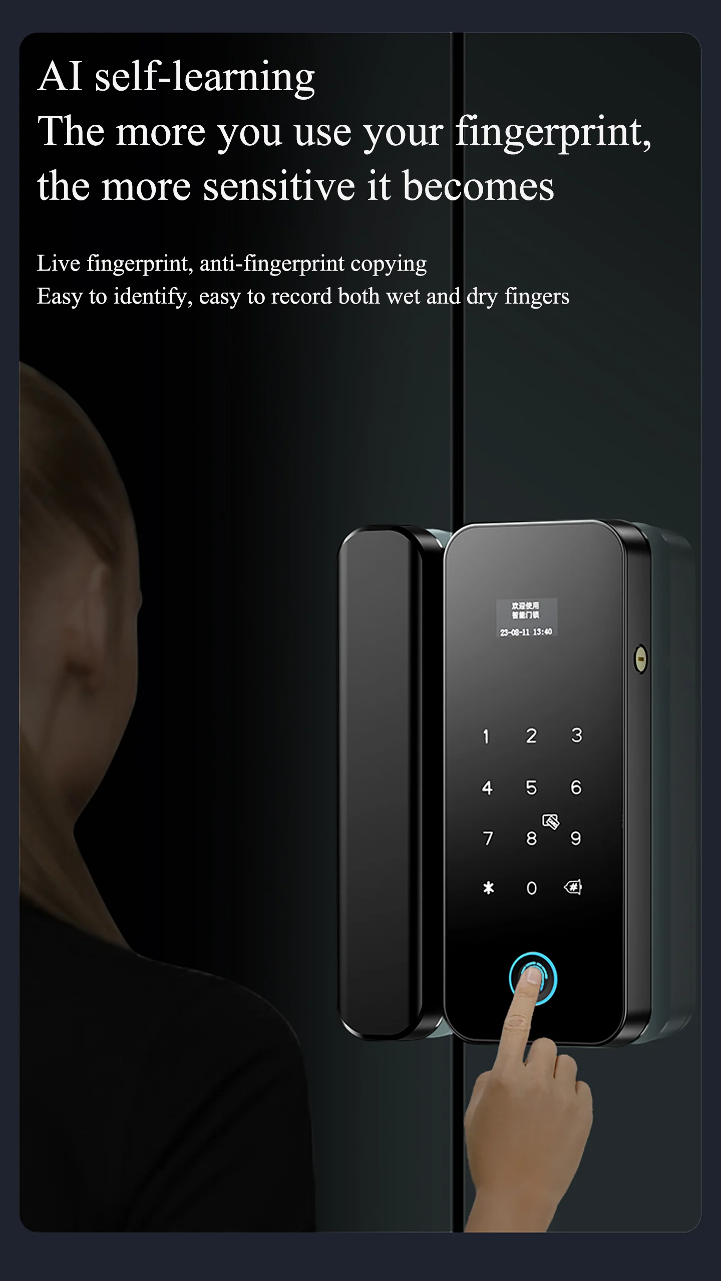 Office Glass Door Lock Smart Tuya App Wifi Remote Unlock Digital ...