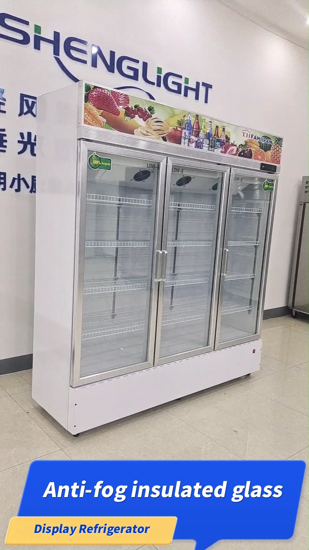 Hot Sell Glass Front Beverage Cooler 3 Door Cheap Bar Fridge Upright