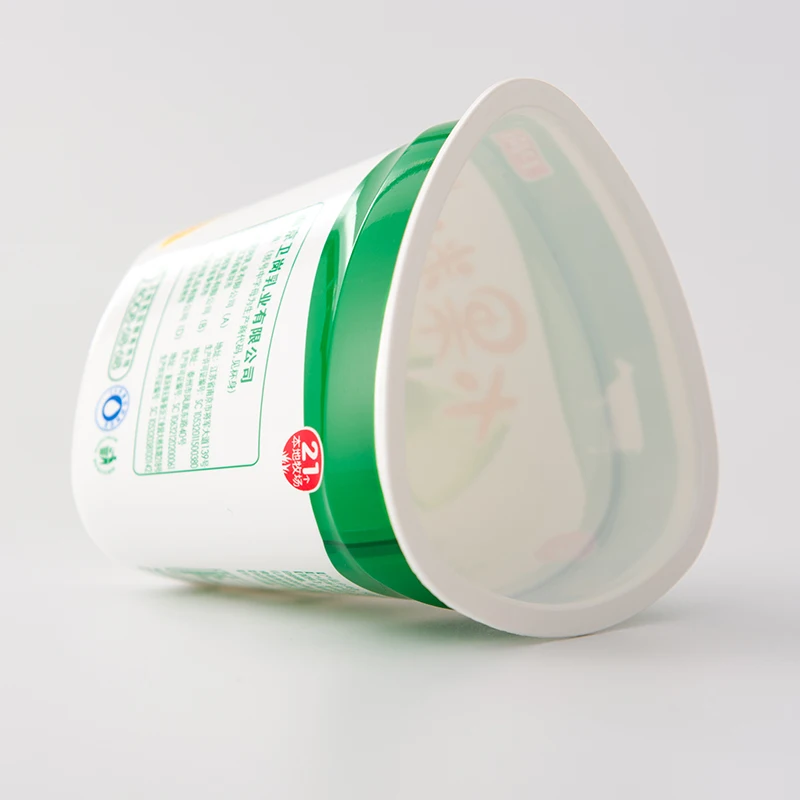 Lucky Time Custom Triangle Food Grade Disposable Shrink Sleeve Label Ice Cream Yogurt Cup Plastic Cups with Lids