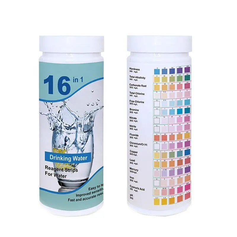 16 Way Drinking Water Safe Test Kit for Home Tap and Well Water Easy Read Water Testing Strips