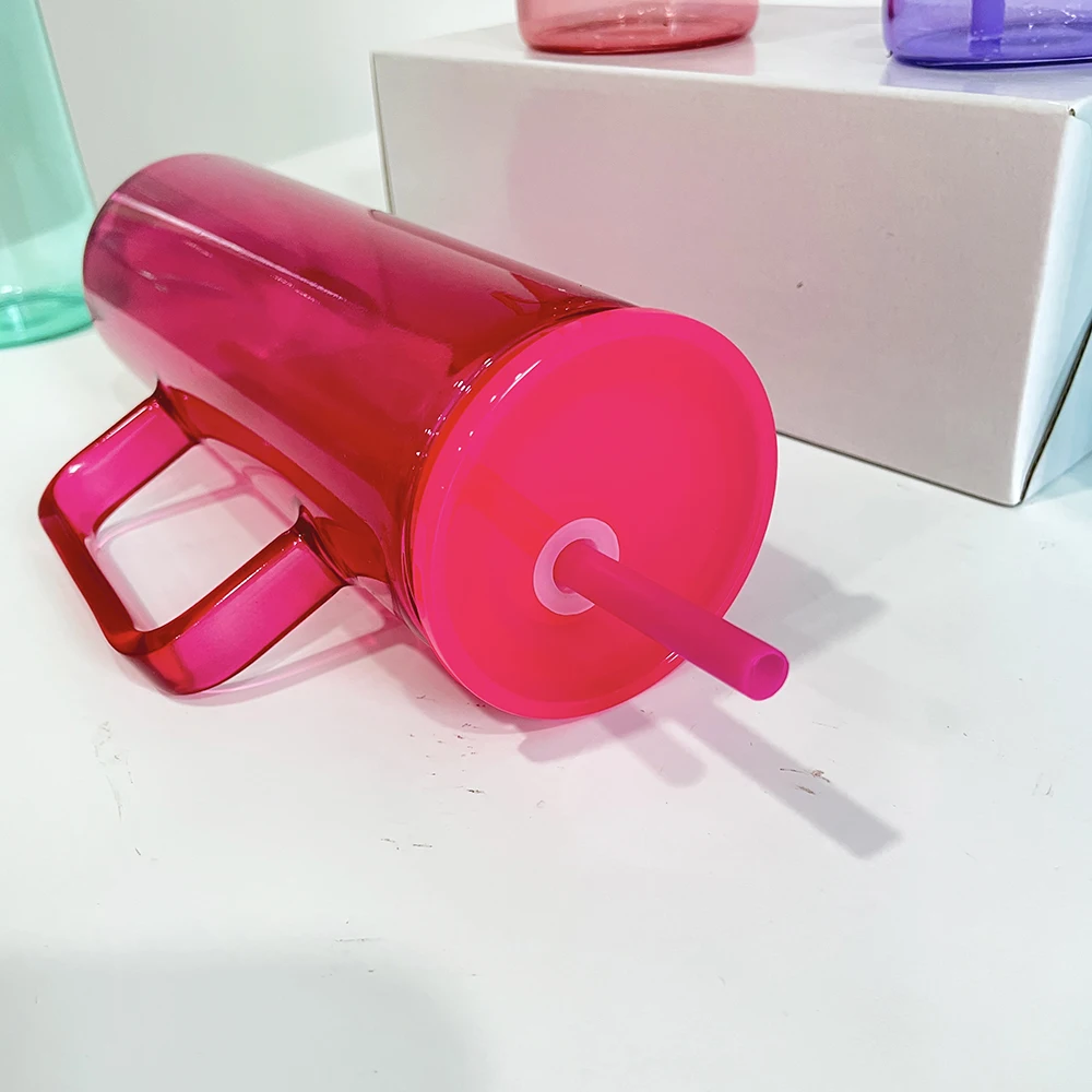 Wholesale Bulk Sublimation Colored Transparent 20oz Glass Mugs 20oz Jelly Skinny Straight Tall