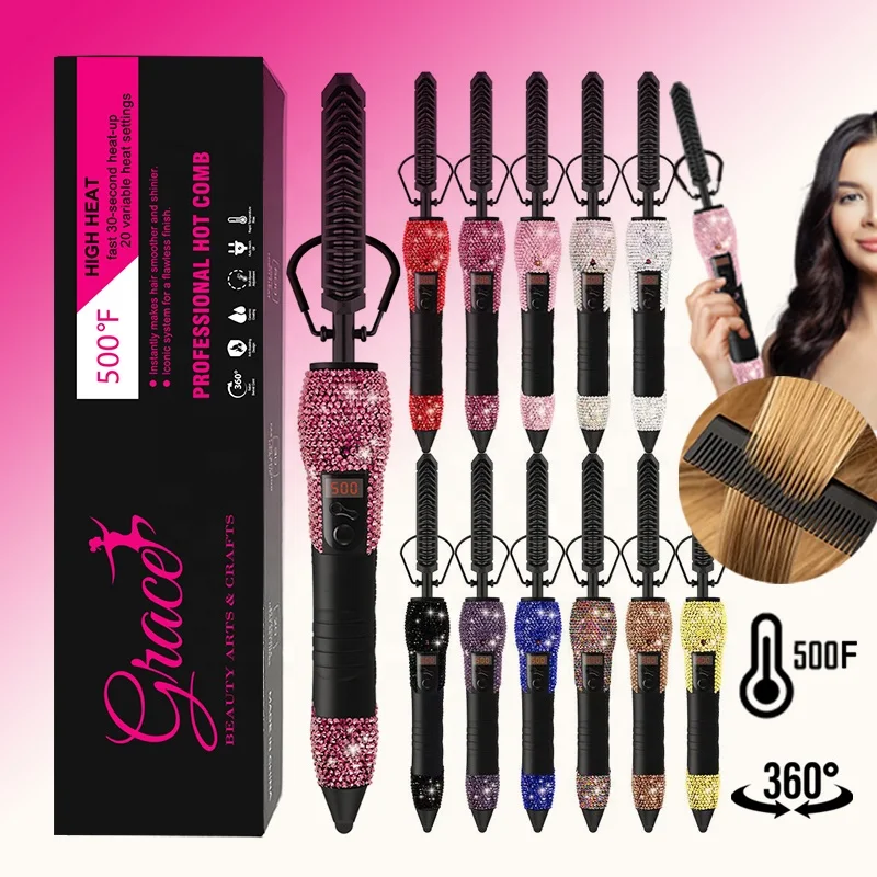 Private Label Wax Stick Hair Repair Serum Heat Protectant Spray Curly Hair  Mousse Straightening 500F Hot Comb Hair Styling Kit