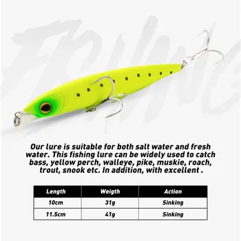 Cheery Wholesale 6 Colors 31g 41g Sinking Minnow Lure Hard Bait Fishing Lures with Treble Hook Artificial Hard Lure Fishing Bait – Minnow – view 3