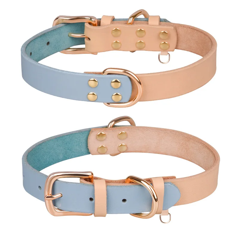 Custom New Designer Genuine Leather Dog Pet Collar Multiple Color Real ...