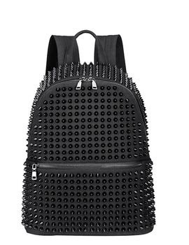 Men's and women's large capacity willow nail backpack motorcycle punk style commuting backpack