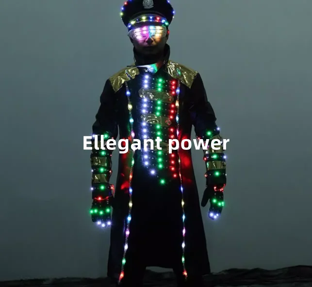 LED Robot Suit with Blue Light  Uniform for Nightclub Bar KTV Shows and Parties Futuristic Party Clothing