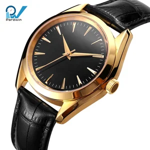 Super Quality Men's Luxury Mechanical Watch Automatic Leather Strap Simple Style Chronograph Water Resistant 5BAR