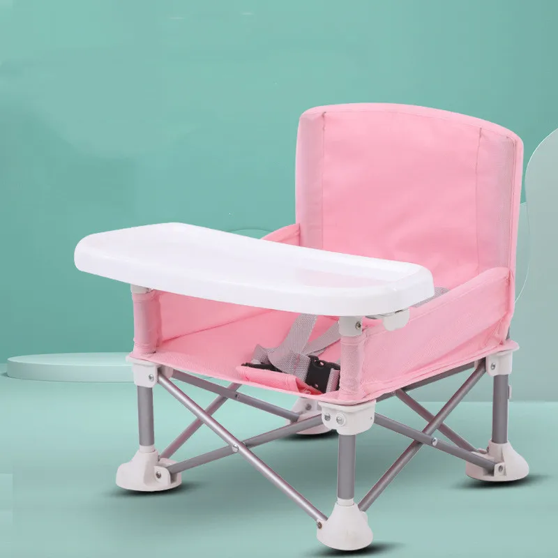 Chaise Haute Pliante Bébé avec Hauteur Réglable,Charge 15kg-6-36 Mois Beige