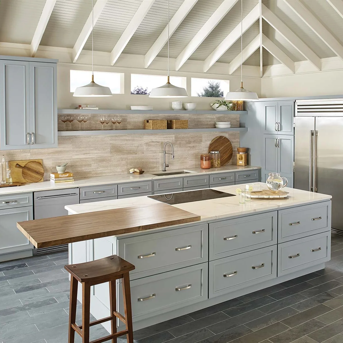 Vermonhouzz Customized Modern Modular Shaker Kitchen Cabinet With Kitchen Island Design Kitchen Cabinets Furniture