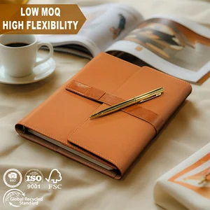 Notebooks New Arrival Luxury Vegan PU Leather Practical Design Custom Logo A6 High Quality Diary 6 Rings Binder Meeting Planners