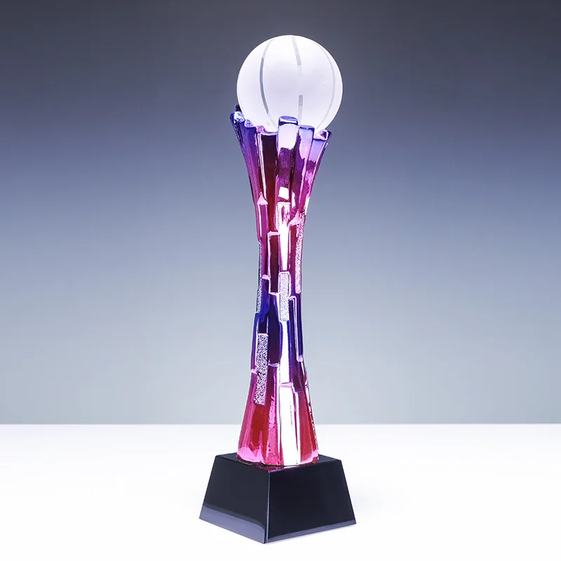 Hot sale New Designs Factory Cheaper custom k9 crystal basketball coated sports resin trophy