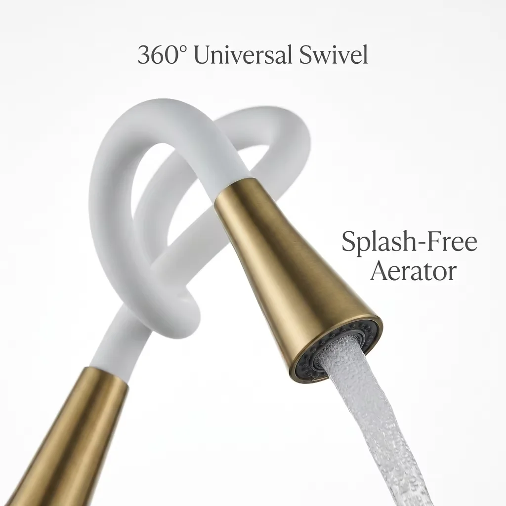 Durable zinc construction and smooth ceramic valve operation Close-up of zinc alloy mixer tap with ceramic valve mechanism
