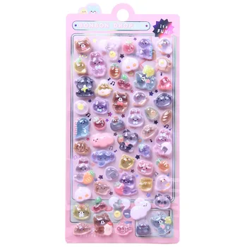 Children's Cartoon Cute Animals 3D Three-dimensional Acrylic Stickers with Relief Stickers for Girls