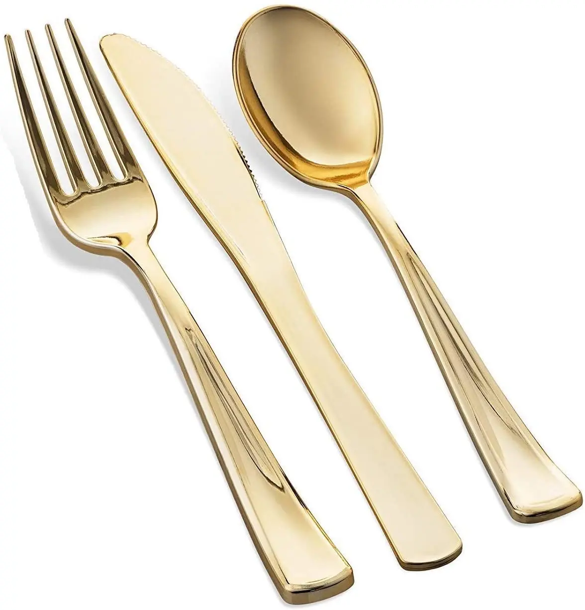 50 Pre Rolled Napkins with Gold Silverware and 50 Cups. Include:50 Dinner Plates,50 Dessert Plates 350 Pieces Gold Plastic Dinnerware,Disposable Gold Lace Plates 