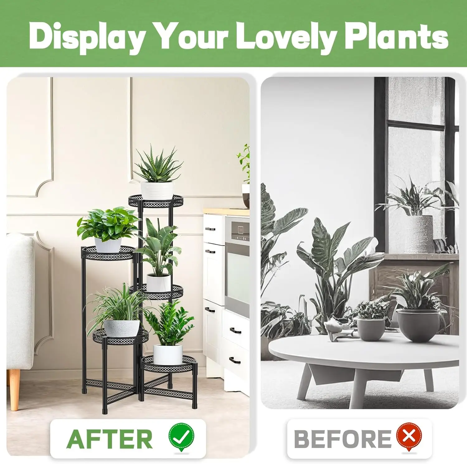 Oniya Garden Planters With Stand Outdoor Metal 5 Tier Flower Rack