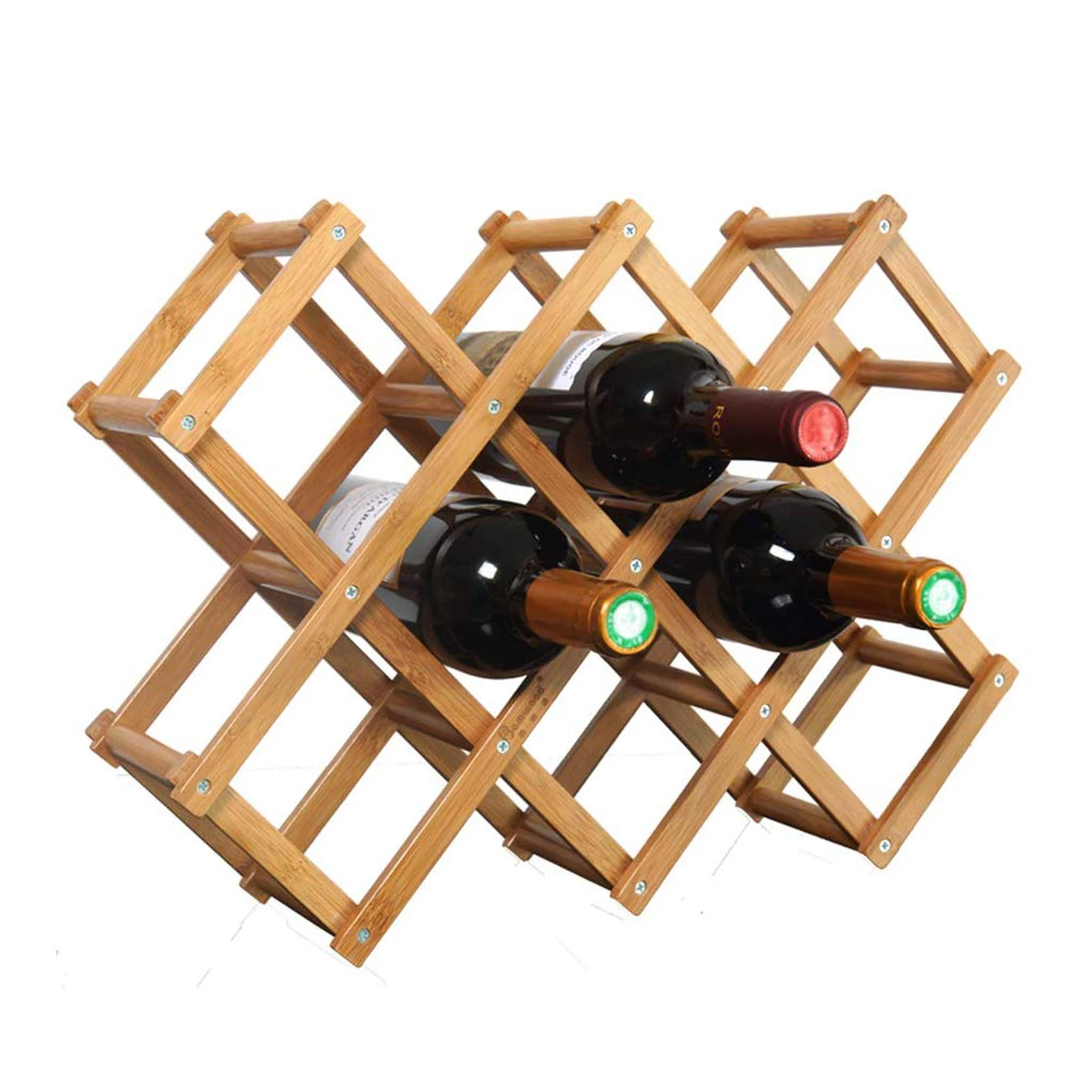 Home and Kitchen 2023 Hot Selling Products Countertop Bamboo Wine Bottle Display Storage Shelf Foldable Wine Organizer Rack