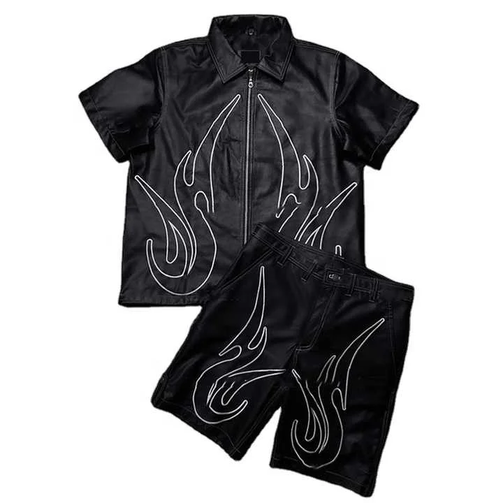 Salati Custom Winter Streetwear Two Piece Embroidery Matching Outfits Short Sleeves Lightweight Jacket Shorts Sets Tracksuits gallery 8