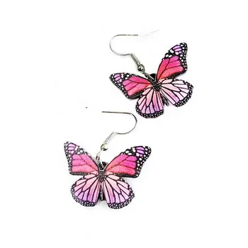 Korea Colorful Insect Wings Butterfly Pendant Dangle Drop Earrings Acrylic Butterfly Charms Earrings