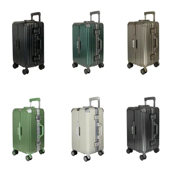 2024 High Quality ABS PC Match Color Aluminum Frame Travel Spinner Luggage with Caster Wheels Suitcase sets