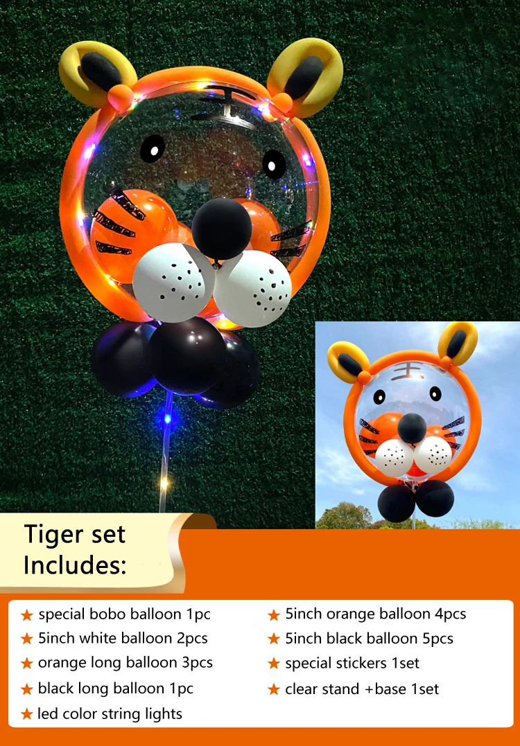 Kids Diy Balloon Animal Kits Led Light Bobo Balloon Handmade Cartoon Latex Balloons With Sticks