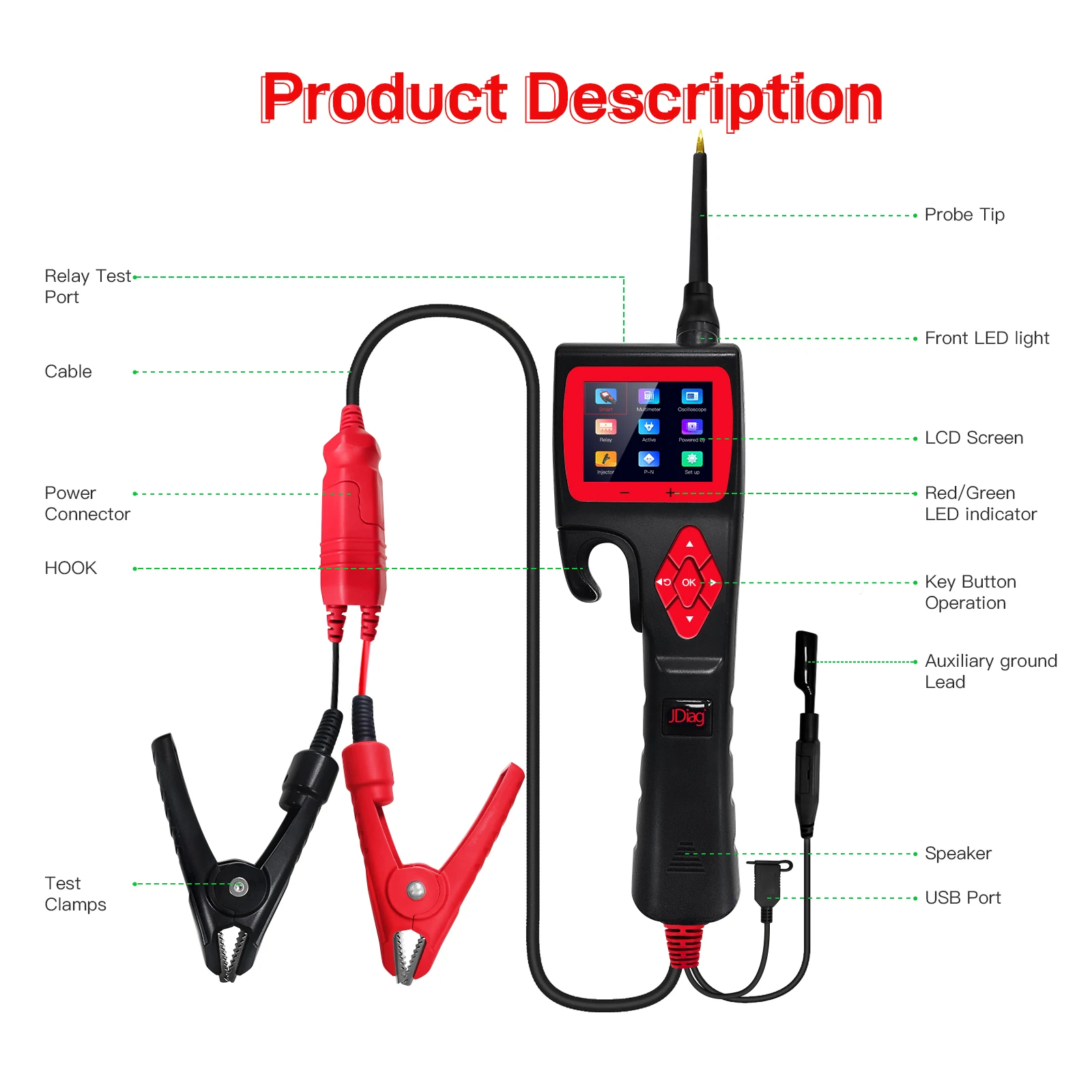 P200 Smart Hook Power Probe Automobile Probe Circuit Intelligent Analyzer Fault Diagnosis Tester