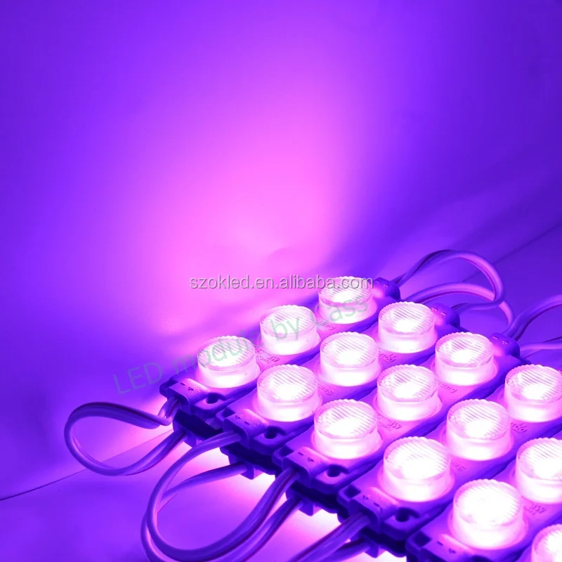 紫色バイオレット12Vインジェクションledモジュール24V、smd 3030 led