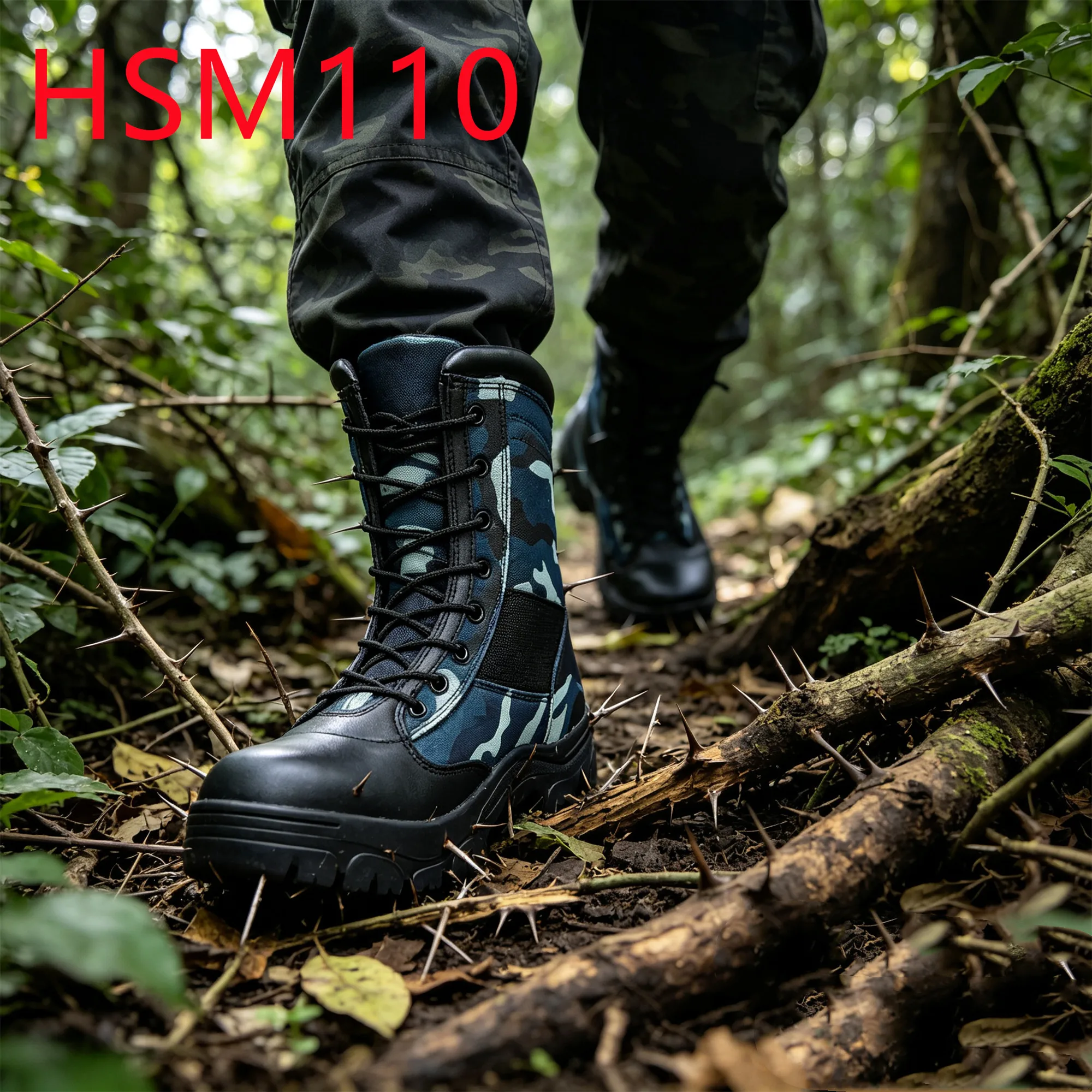 HY,UAE All-Terrain Ready Anti-impact Rubber Sole Hua Singh Combat Boots Swamp Walking Urban Blue Camouflage Jungle Boots HSM110