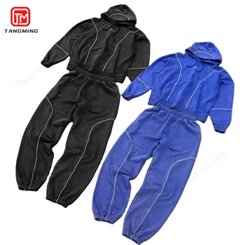 Clothing Manufacturer Custom High Quality 3m Reflective Jacket And Pants Men Two Pieces Jogging Suit Tracksuits For Men