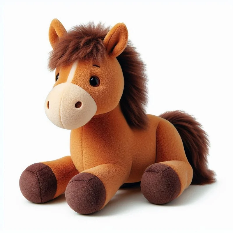 OEM Customize Simulation Plush Cute Brown Standing Horse Animal Toy With Long Tail