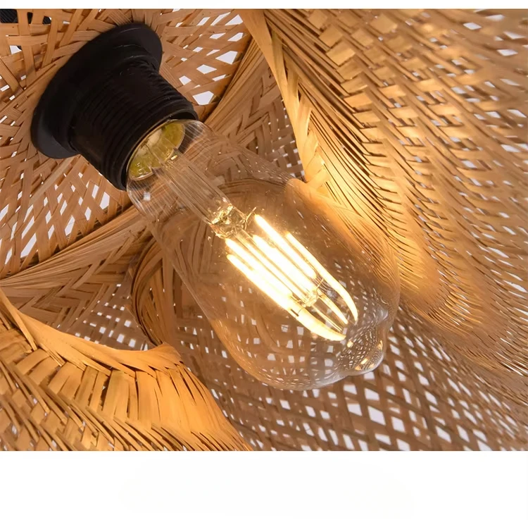 Lámpara de bambú natural tejida a mano, iluminación decorativa, candelabros de bambú de madera, lámpara colgante creativa para restaurante_voghion.com