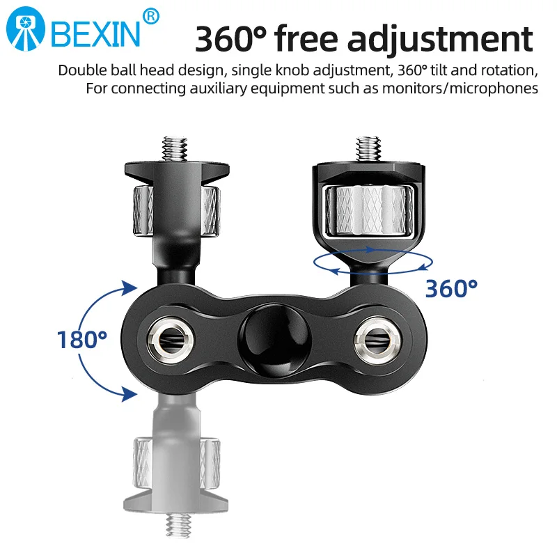 BEXIN TM-5 360 Degree Rotating Aluminum Alloy Multifunctional Magic Arm Ball Head Mount Crab Clamp for Desktop Camera