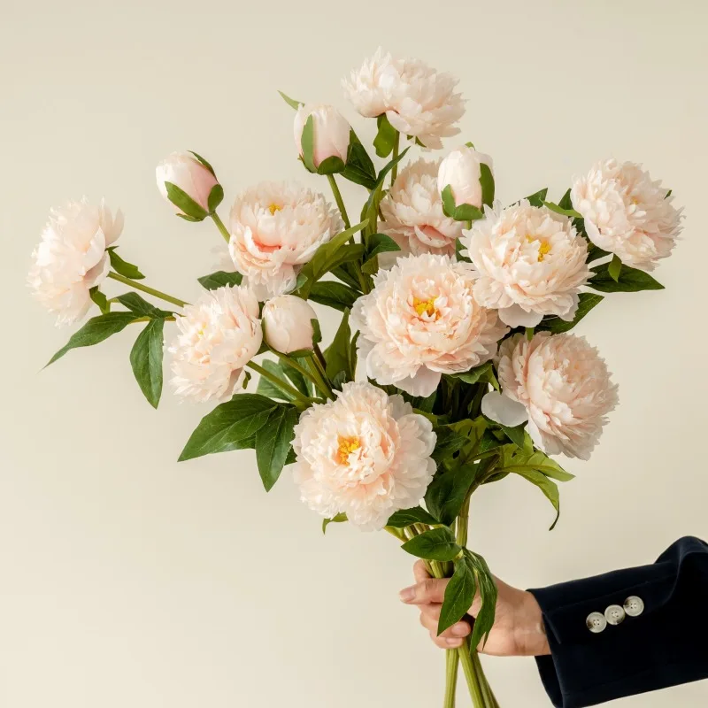 Wholesale High Quality 3 Heads Artificial Silk Peony Flowers For