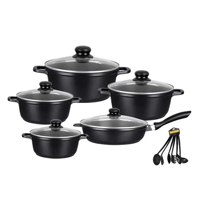 Source Nonstick Induction Pots and Pans Aluminum Classic Black Cookware Set  with Utensils Kitchenware 21 Pcs Kitchen Non Stick Support on m.