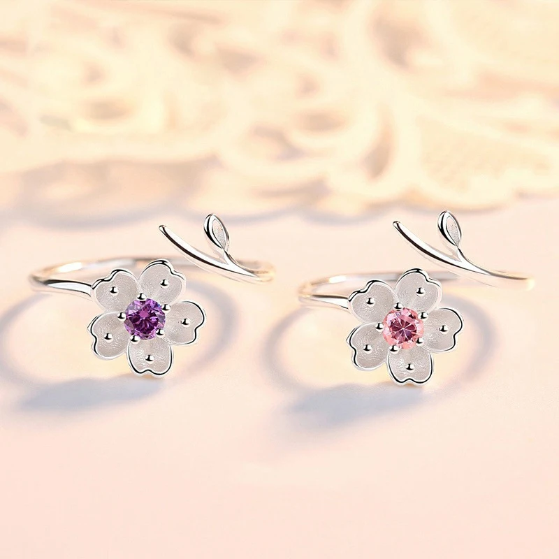 スティナ　cherish flower gray M Suzy Levian Sterling Silver Pink Sapphire & White Sapphire