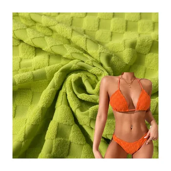 fabric textile raw material terry toweling swimwear knitted stretch wave towel swimsuit bikini fabric roll raw material textile