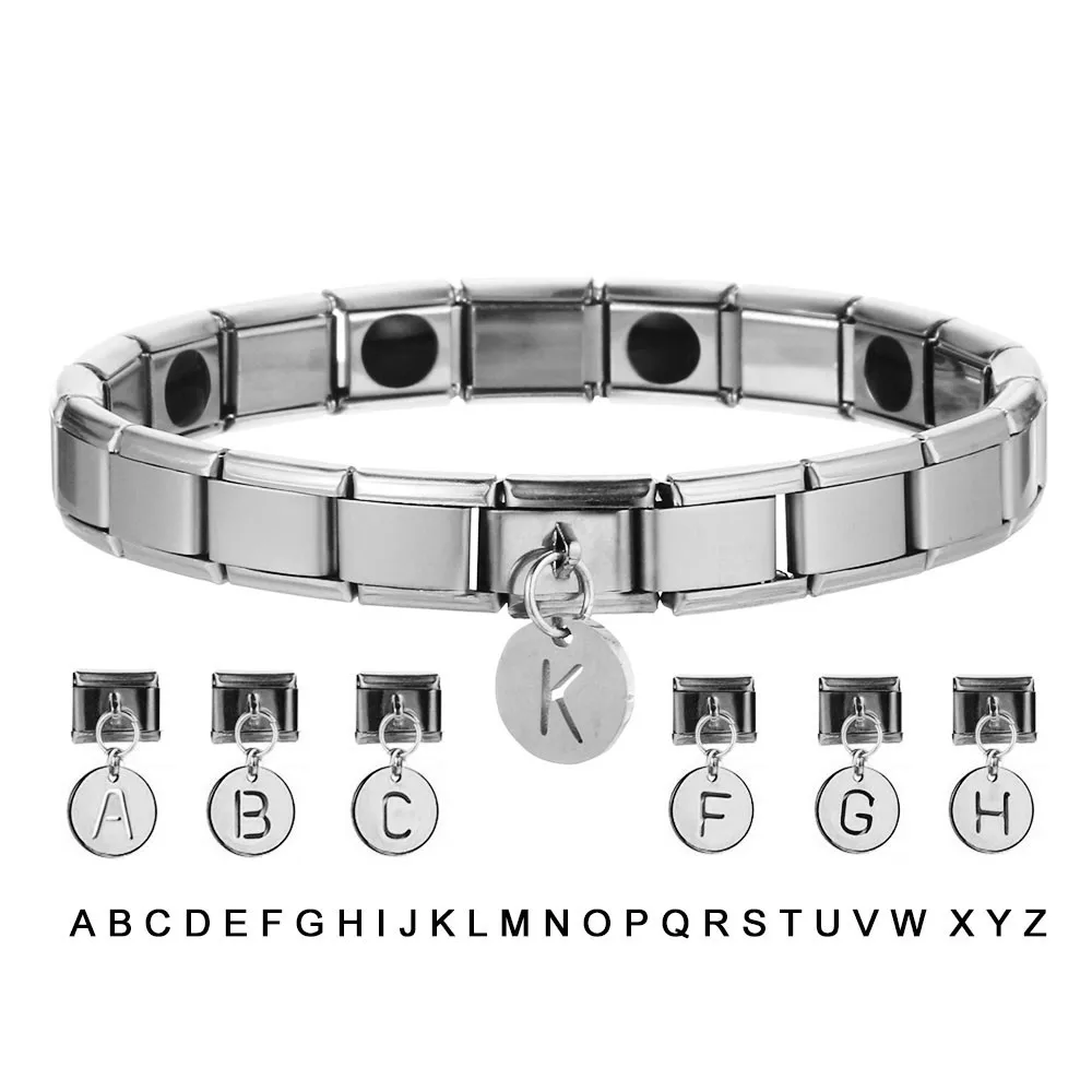 Italian Charm Bracelet 24 Letter Jewelry Gift Wristband Adjustable